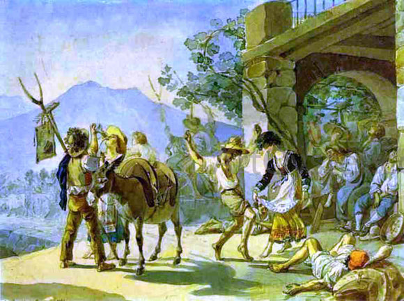  Karl Pavlovich Brulloff Grape Harvest Celebration - Canvas Art Print