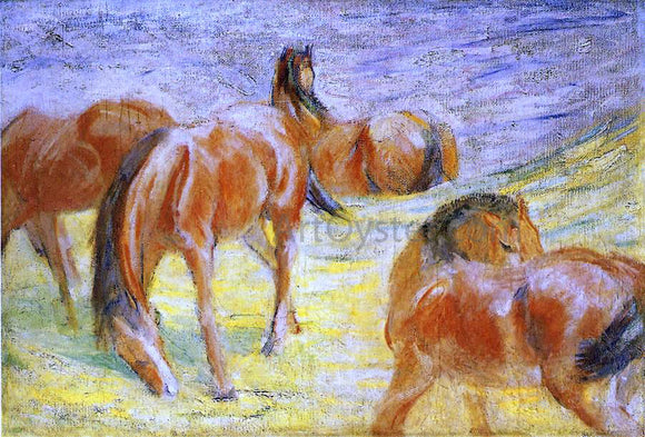  Franz Marc Grazing Horses - Canvas Art Print