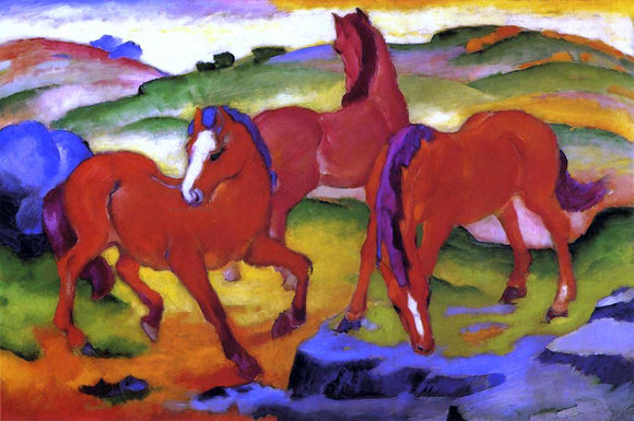  Franz Marc Grazing Horses IV (also known as The Red Horses) - Canvas Art Print