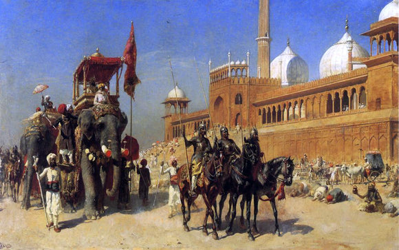  Edwin Lord Weeks Great Mogul and his Court Returning from the Great Mosque at Delhi, India - Canvas Art Print