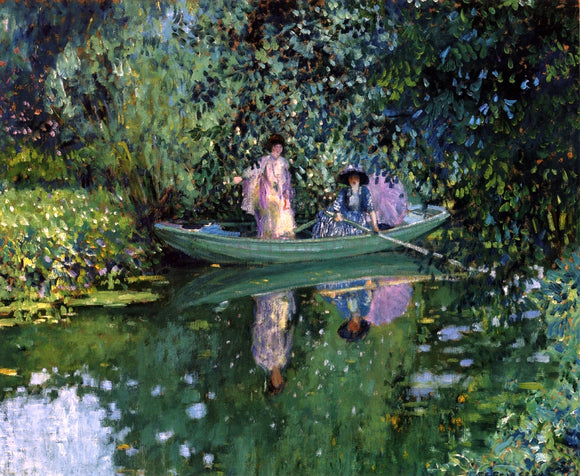  Frederick Carl Frieseke Grey Day on the River (also known as Two Ladies in a Boat) - Canvas Art Print