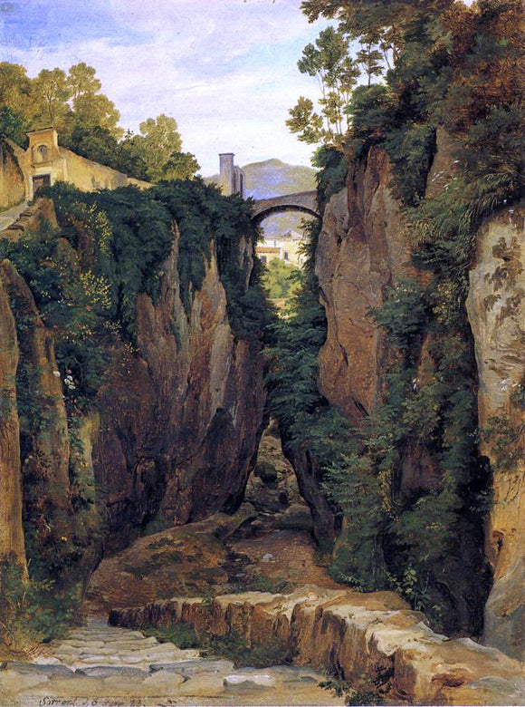  Heinrich Carl Reinhold Grotto near Sorrento with Bridge - Canvas Art Print