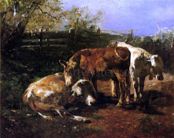  Anton Braith Group of Three Cows - Canvas Art Print