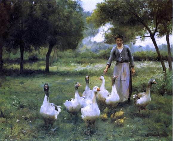  Therese Francoise Cotard-Dupre Guiding the Geese - Canvas Art Print