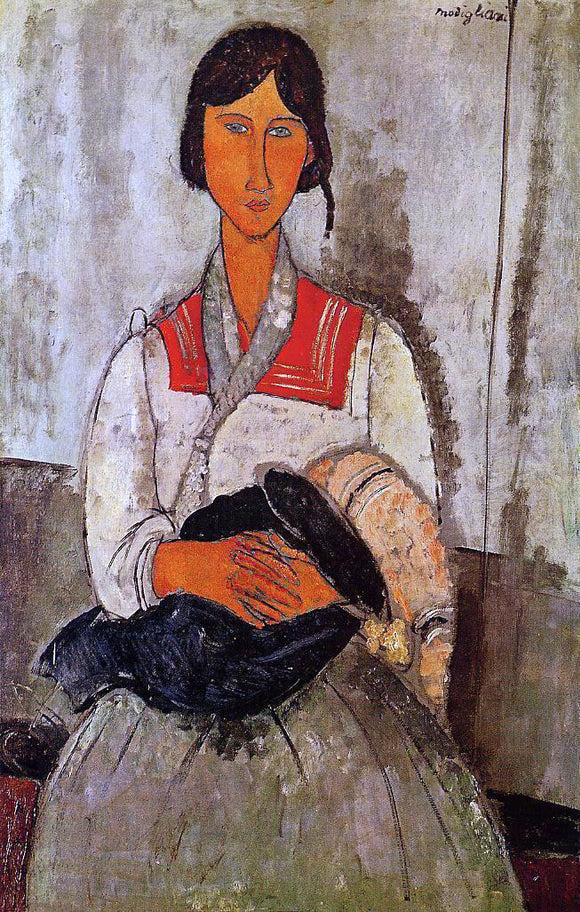  Amedeo Modigliani Gypsy Woman with Baby - Canvas Art Print