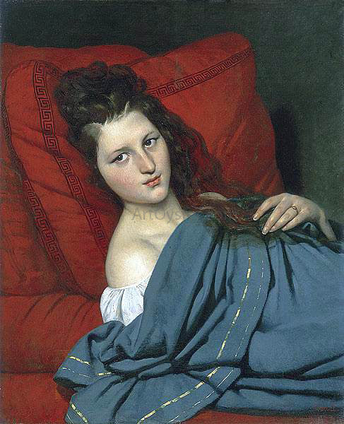  Joseph-Desire Court Half-length Woman Lying on a Couch - Canvas Art Print