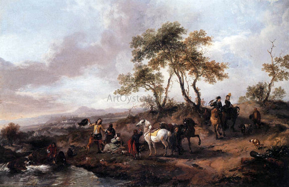 Philips Wouwerman Halt of a Hunting Party - Canvas Art Print