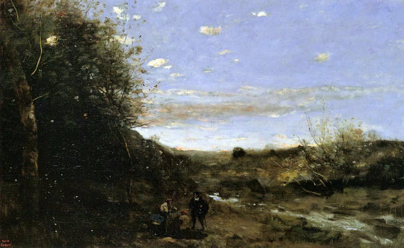  Jean-Baptiste-Camille Corot Hamlet and the Gravedigger - Canvas Art Print