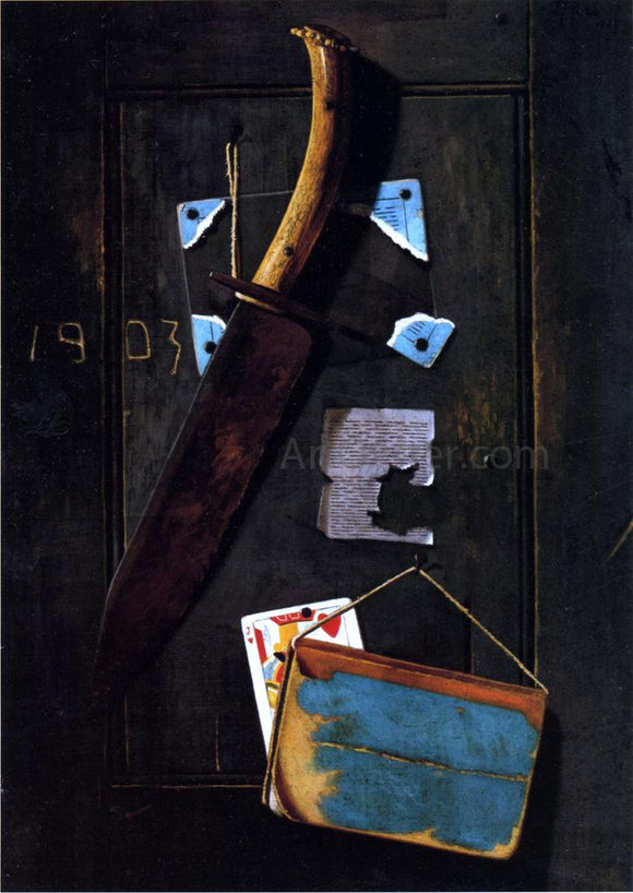  John Frederick Peto Hanging Knife and Jack of Hearts - Canvas Art Print