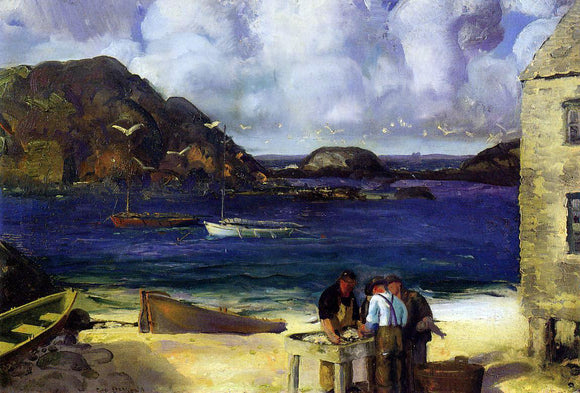  George Wesley Bellows Harbor at Monhegan (also known as Fishing Harbor, Monhegan Island) - Canvas Art Print