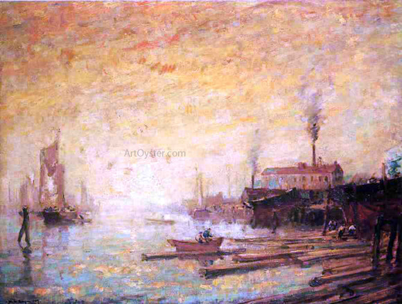 Henry Ward Ranger Harbor at Sunset, Moank, Connecticut - Canvas Art Print