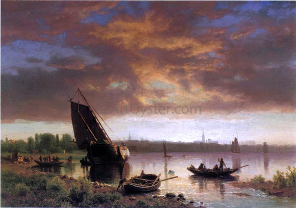  Albert Bierstadt Harbor Scene (also known as Potential) - Canvas Art Print