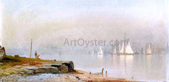  Alfred Thompson Bricher Harbor Scene and White Sails - Canvas Art Print