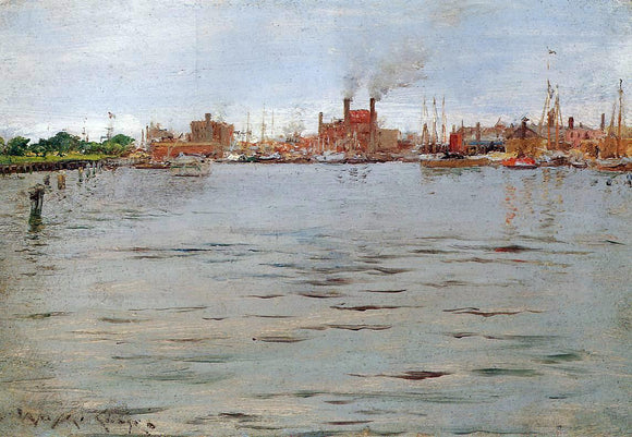  William Merritt Chase A Harbor Scene, Brooklyn Docks - Canvas Art Print