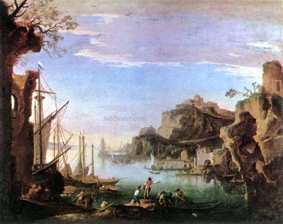  Salvator Rosa Harbour with Ruins - Canvas Art Print
