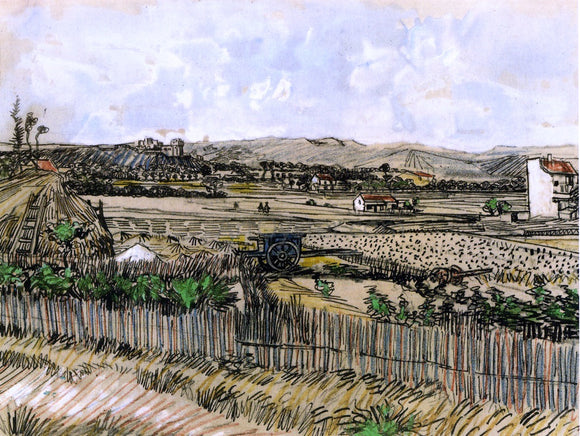  Vincent Van Gogh Harvest in Provence, at the Left Montmajour - Canvas Art Print