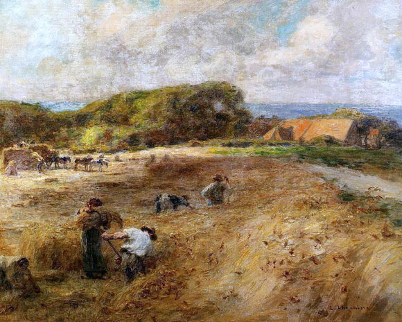  Leon Augustin L'hermitte) Harvesters near the Farm of Sambre - Canvas Art Print