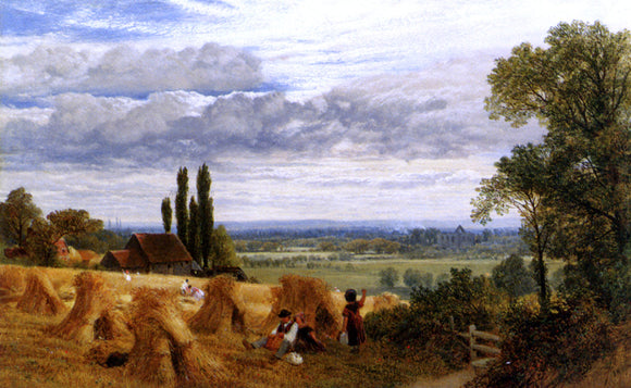  Frederick William Hulme Harvesting Near Newark Priory, Ripley, Surrey - Canvas Art Print