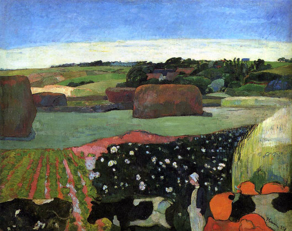  Paul Gauguin Haystacks in Britanny (also known as The Potato Field) - Canvas Art Print