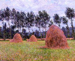  Claude Oscar Monet Haystacks, Overcast Day - Canvas Art Print