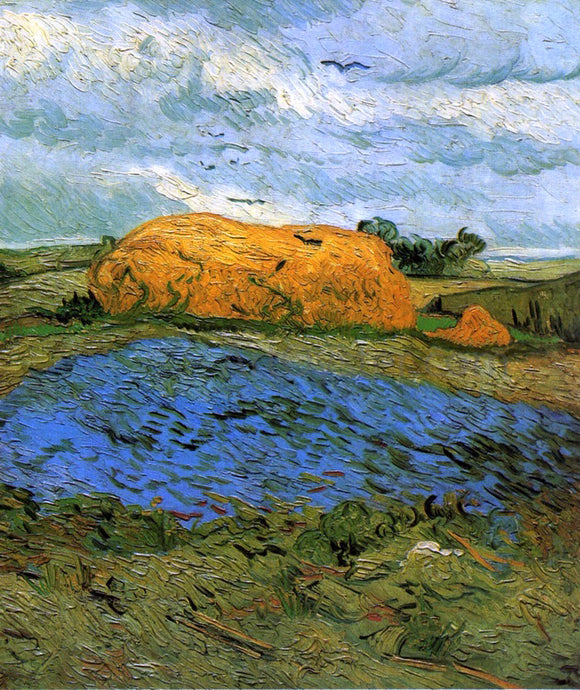  Vincent Van Gogh Haystacks Under a Rainy Sky - Canvas Art Print