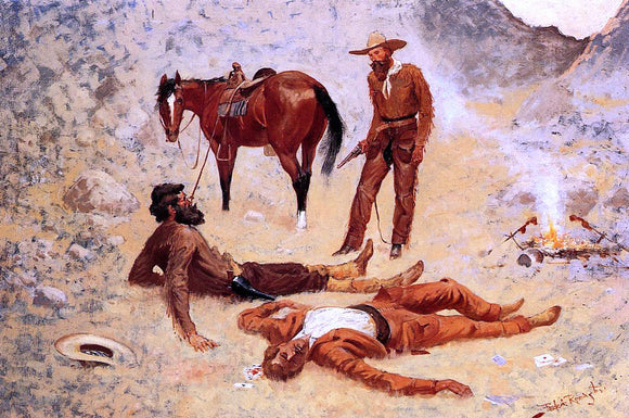  Frederic Remington He Lay Where He Had Been Jerked, Still as a Log (also known as Jerked Down) - Canvas Art Print