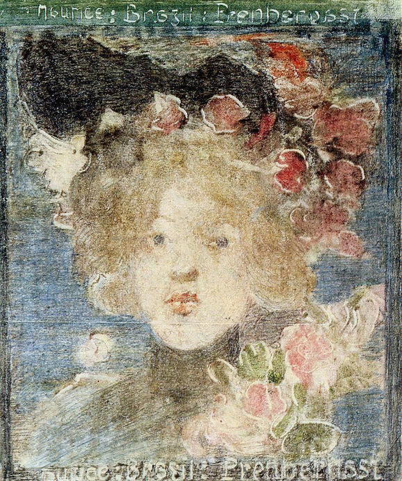  Maurice Prendergast Head of a Girl (with Roses) - Canvas Art Print