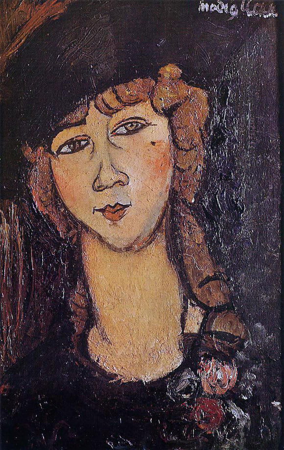  Amedeo Modigliani Head of a Woman in a Hat (also known as Lolotte) - Canvas Art Print