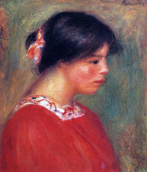  Pierre Auguste Renoir Head of a Woman in Red - Canvas Art Print