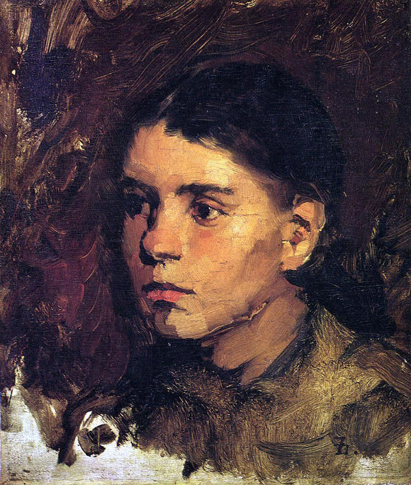  Frank Duveneck Head of a Young Girl - Canvas Art Print