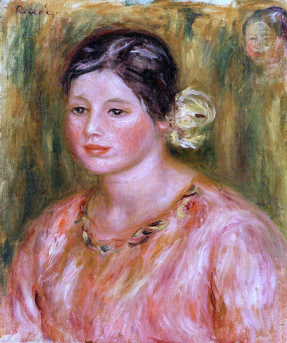  Pierre Auguste Renoir Head of a Young Girl in Red - Canvas Art Print