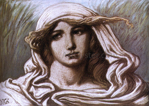  Elihu Vedder Head of a Young Woman - Canvas Art Print