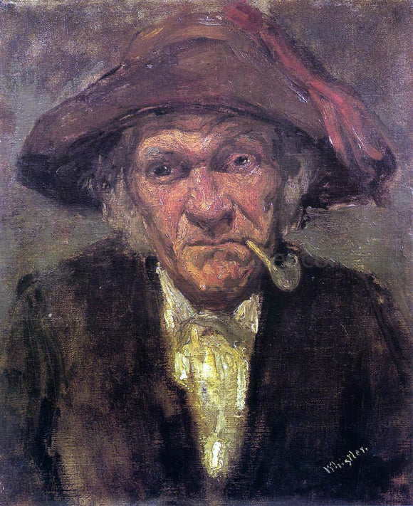  James McNeill Whistler Head of an Old Man Smoking - Canvas Art Print