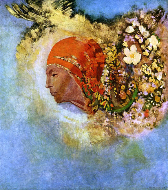  Odilon Redon Head with Flowers - Canvas Art Print
