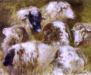  Rosa Bonheur Heads of Ewes and Rams - Canvas Art Print