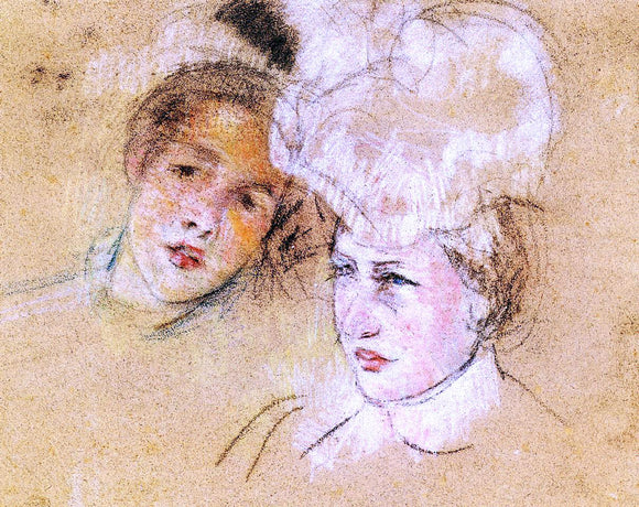  Mary Cassatt Heads of Leontine and a Friend - Canvas Art Print