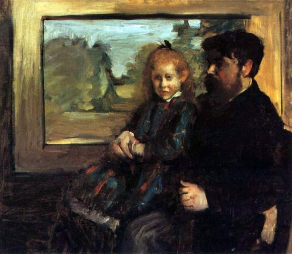  Edgar Degas Henri Rouart and His Daughter Helene - Canvas Art Print