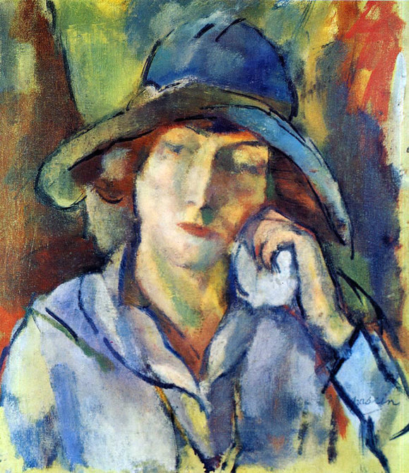  Jules Pascin Hermine in a Blue Hat - Canvas Art Print