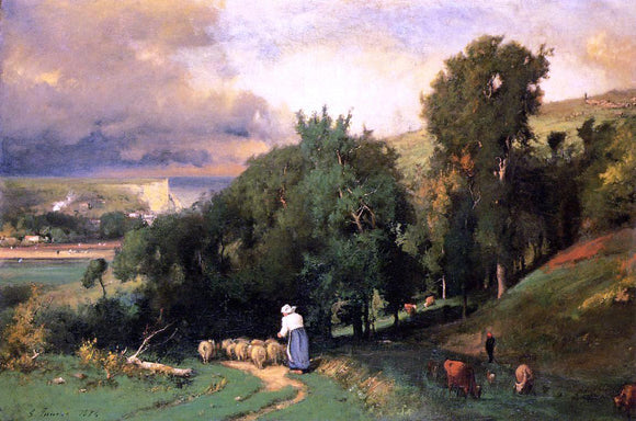  George Inness Hillside at Etretet - Canvas Art Print