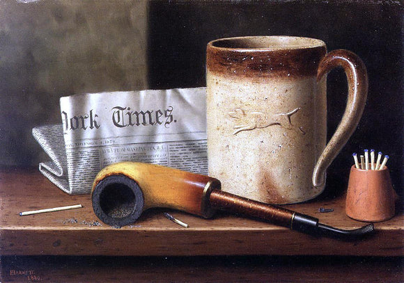  William Michael Harnett His Mug and His Pipe - Canvas Art Print