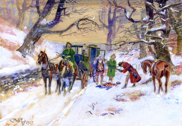  Charles Marion Russell Holdup on the Boston Road - Canvas Art Print
