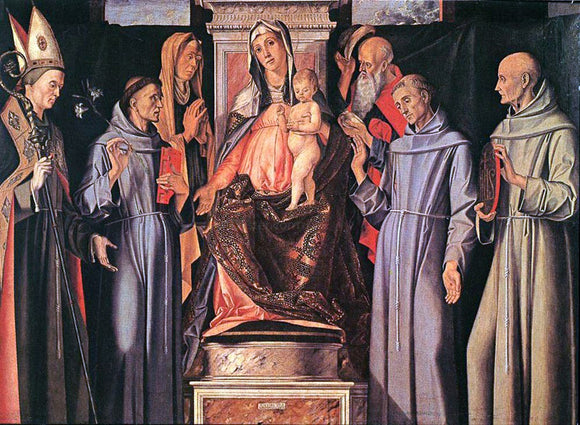  Alvise Vivarini Holy Family (Sacra Conversazione) - Canvas Art Print