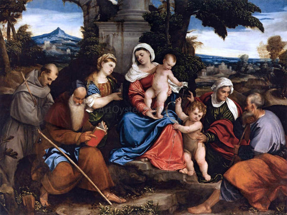  Bonifazio Veronese Holy Family with Saints - Canvas Art Print