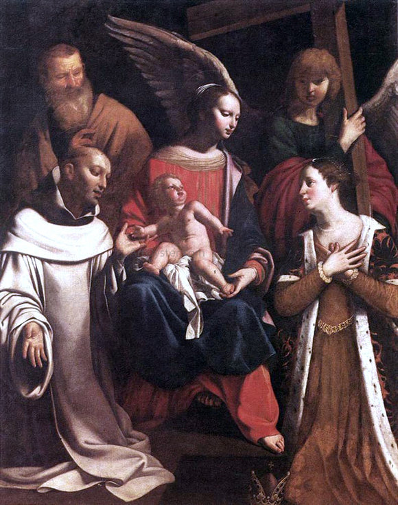  Guy Francois Holy Family with St Bruno and St Elisabeth - Canvas Art Print
