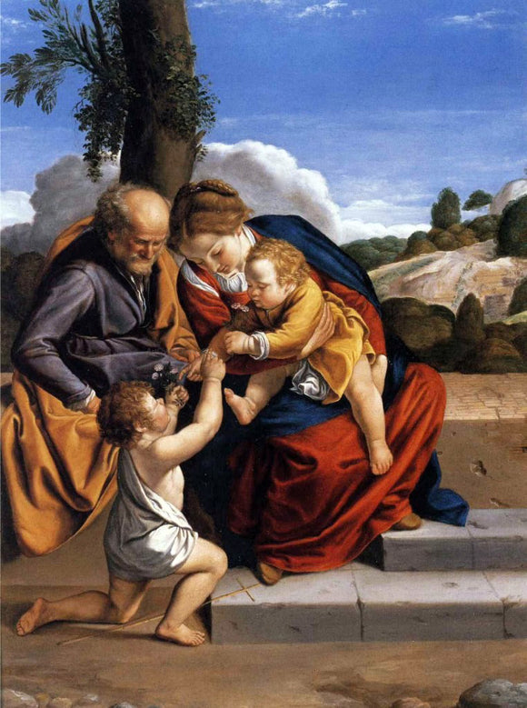  Orazio Gentileschi Holy Family with the Infant Saint John the Baptist - Canvas Art Print