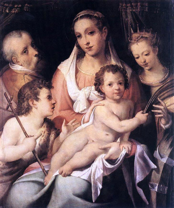  Bartolomeo Passerotti Holy Family with the Infant St John the Baptist and St Catherine of Alexandria - Canvas Art Print