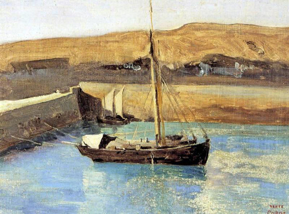  Jean-Baptiste-Camille Corot Honfleur - Fishing Boat - Canvas Art Print