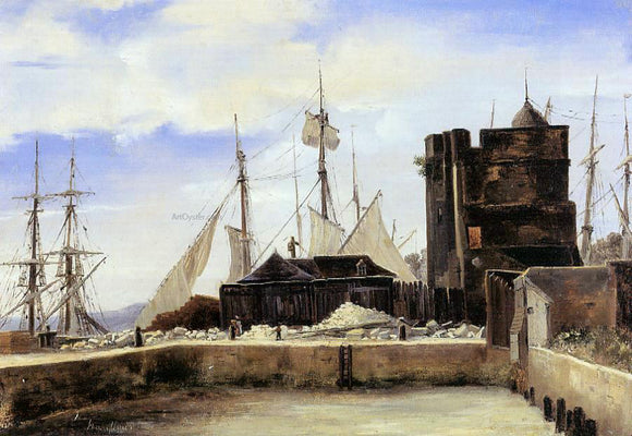  Jean-Baptiste-Camille Corot Honfleur - The Old Wharf - Canvas Art Print