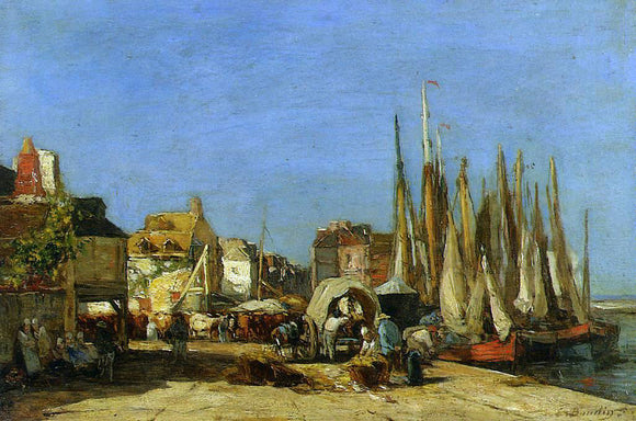  Eugene-Louis Boudin Honfleur, the Quarantine Dock and the Cattle Market - Canvas Art Print