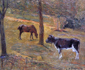  Paul Gauguin Horse and Cow in a Field - Canvas Art Print